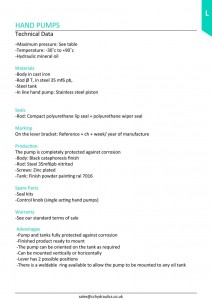 5 Hand pump tech data